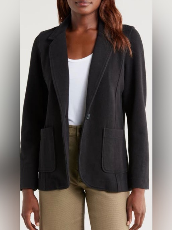 Tommy Bahama Jackets & Blazers - Tommy Bahama Aruba Knit Black Women's Single-Button Cotton Blazer Jacket